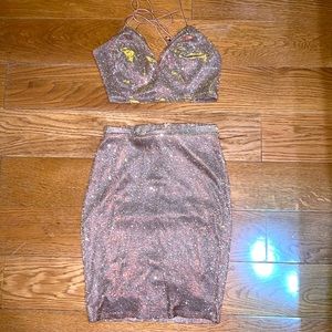 Glitter Iridescent Skirt Set